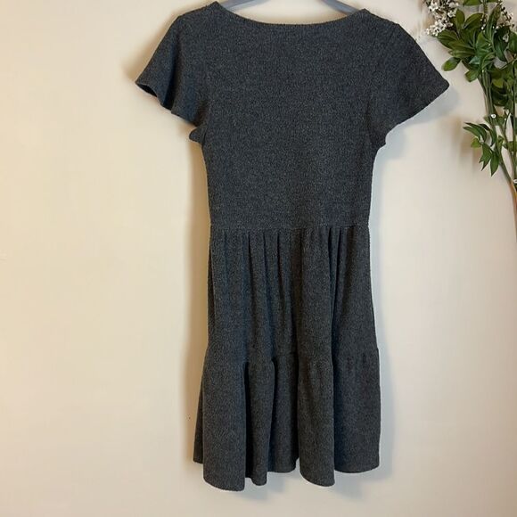 Charcoal Grey Flutter Sleeve Sweater Dress Size: Medium - Picture 4 of 6